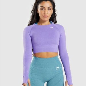Gymshark Women's Lavender Long Sleeve Crop Top